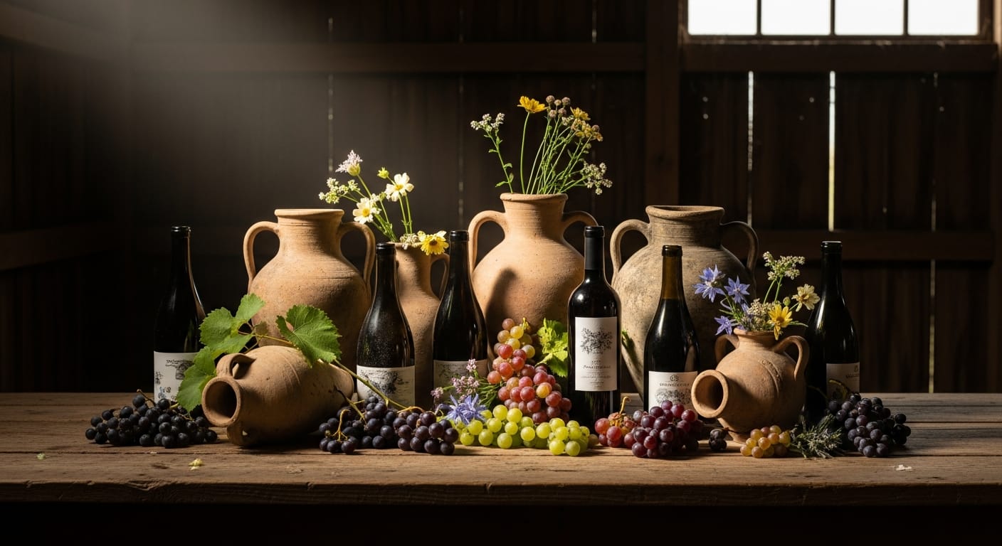 Beaujolais hillside vineyards with granite soils