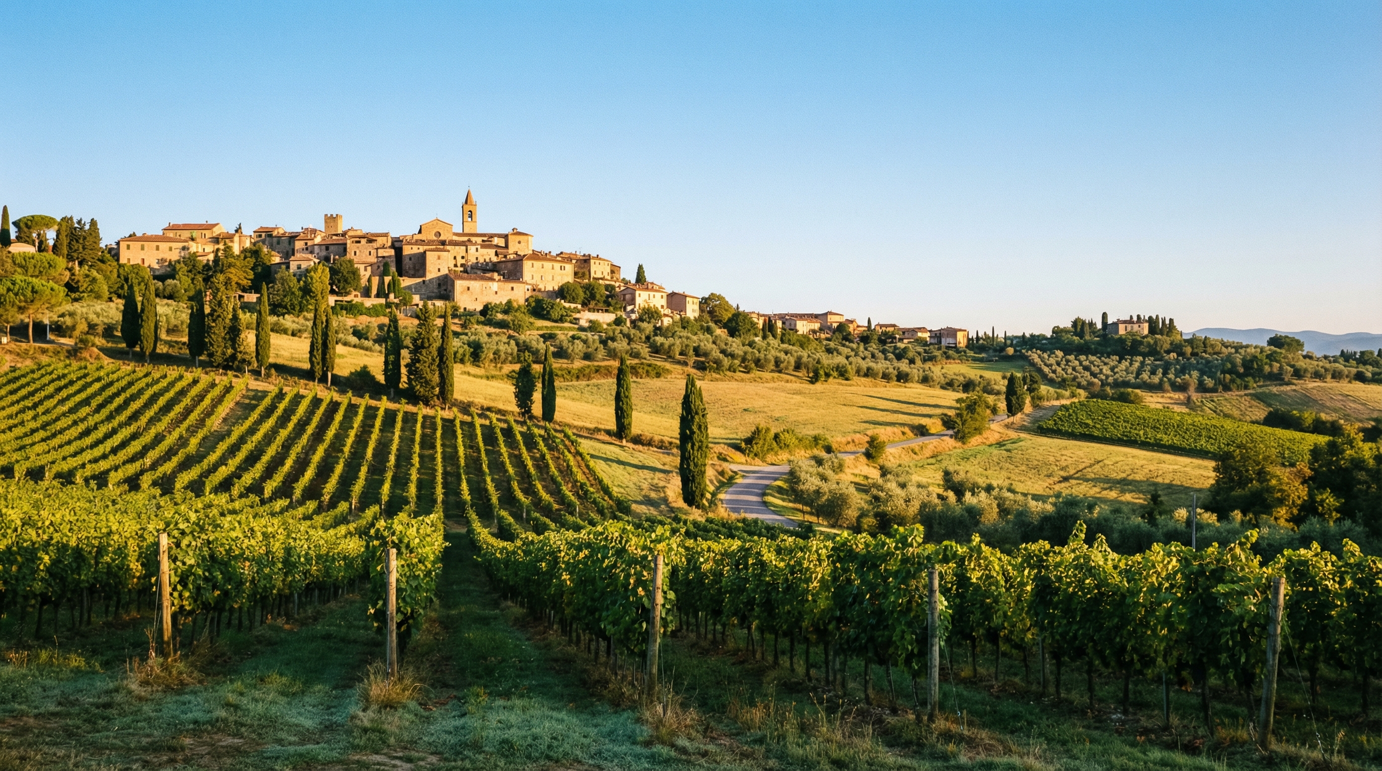 The rolling Langhe hills of Piedmont shrouded in autumn fog