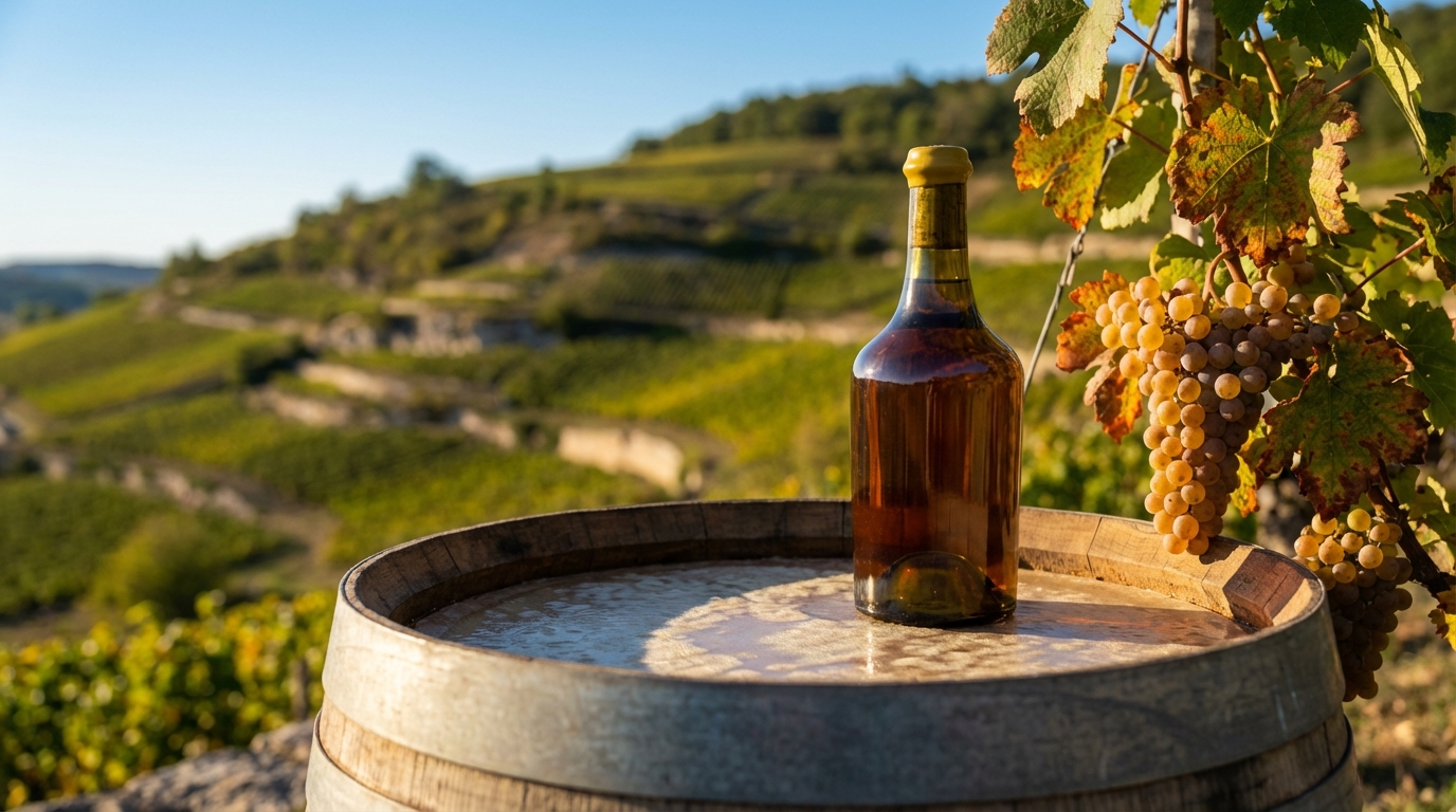 Steep Jura vineyards on marl and limestone slopes with the Jura Mountains in the background