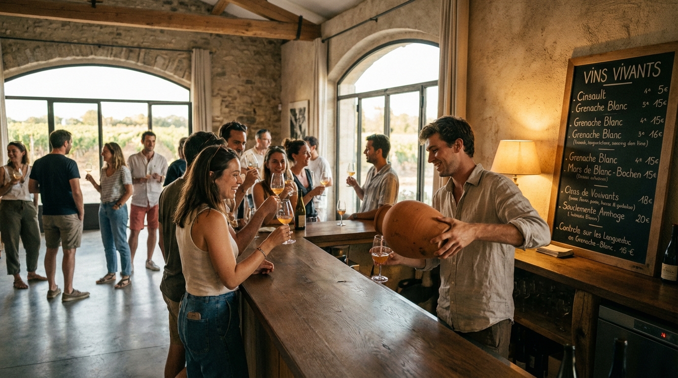 Aged Banyuls fortified wine barrels in a Roussillon cellar