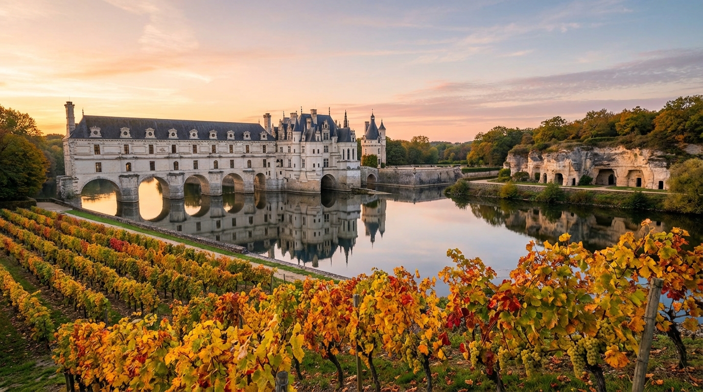 Vineyard landscape along the Loire River showing the four distinct sub-regions