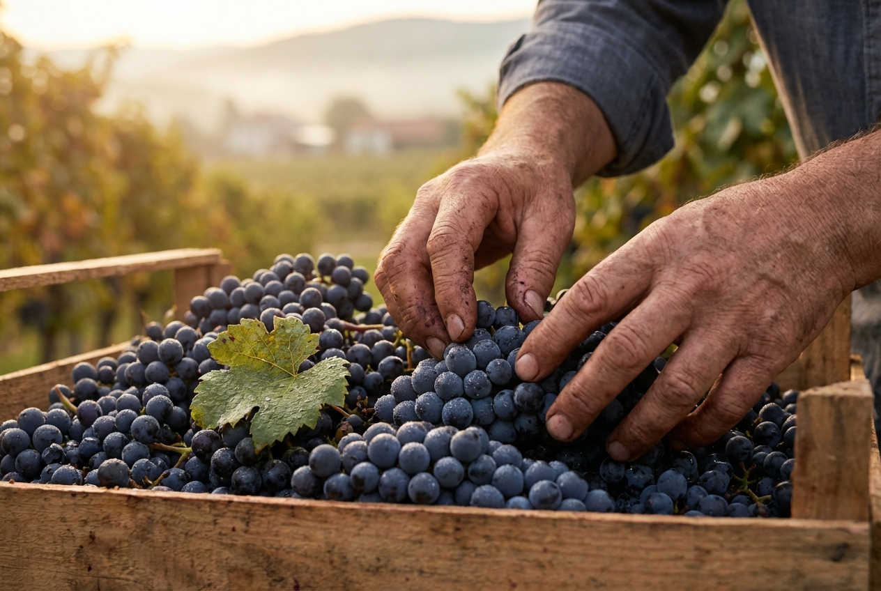 Oregon Pinot Noir grapes during harvest