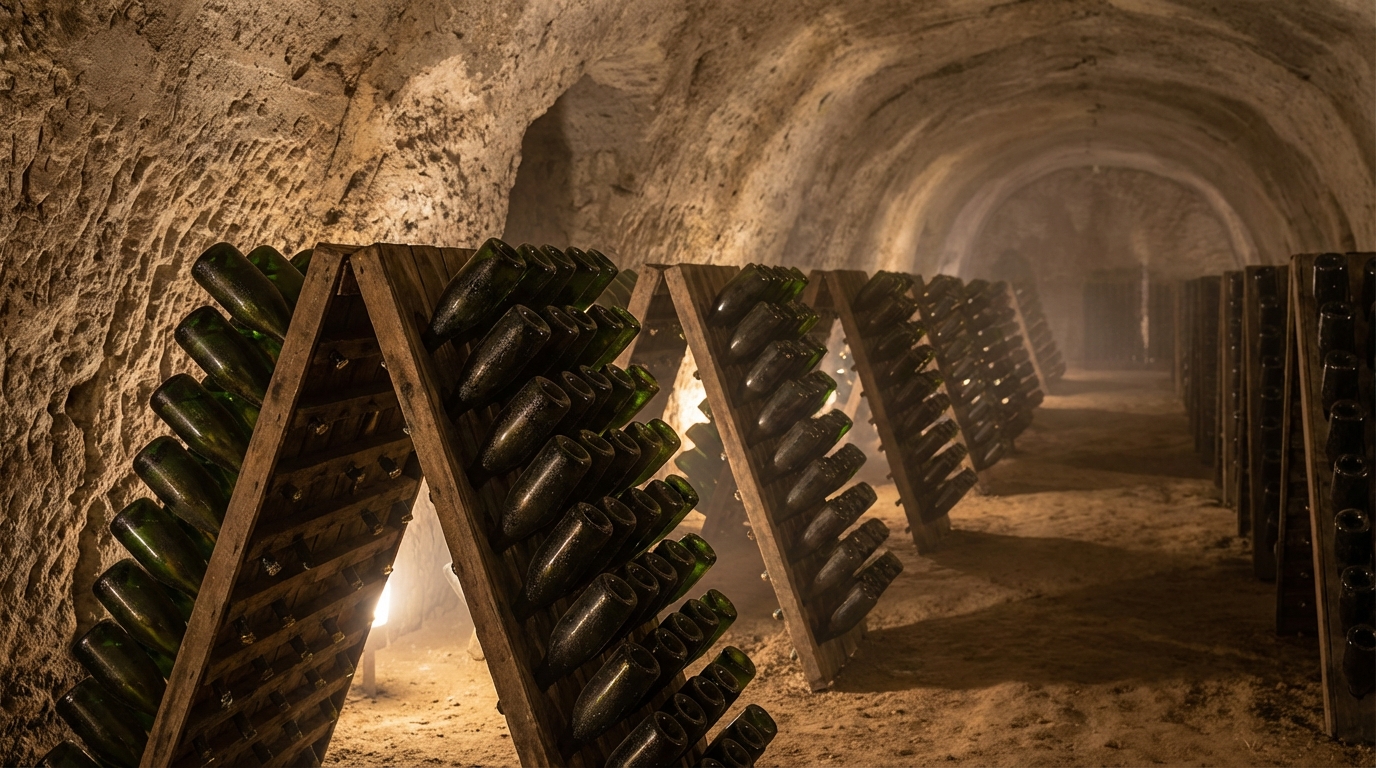 Italian Prosecco vineyards in the steep hills of Valdobbiadene with morning mist