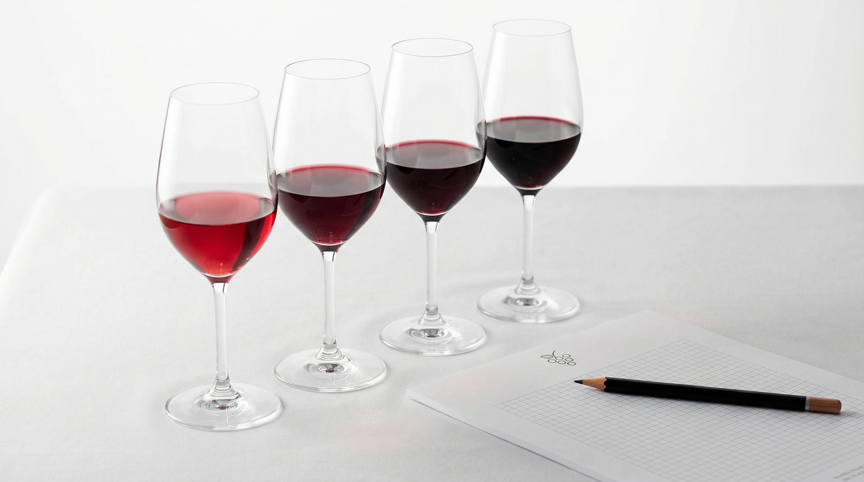 Wine tasting setup with multiple glasses