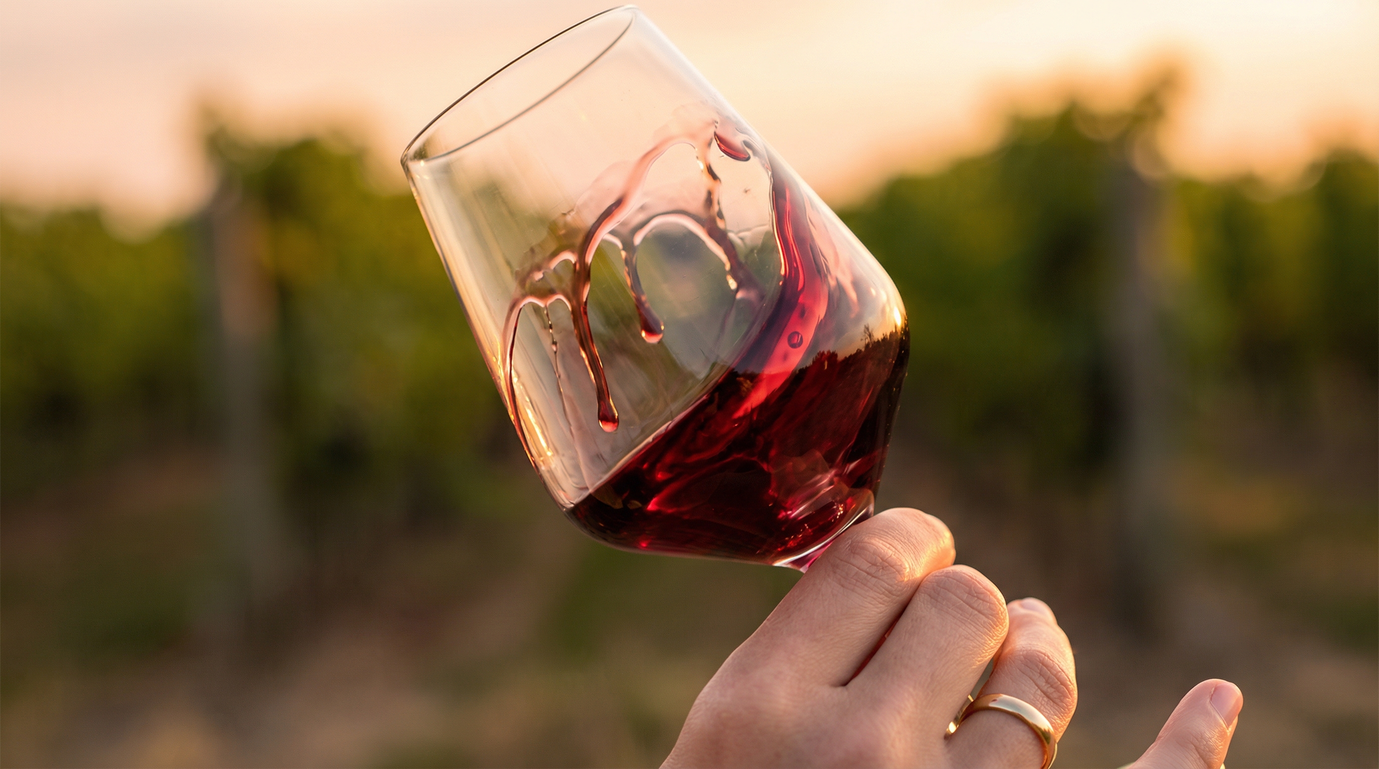 Swirling red wine in a glass